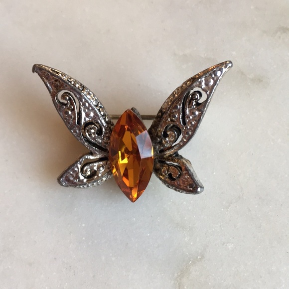 Vintage Citrine Brooch Pin - Picture 1 of 10